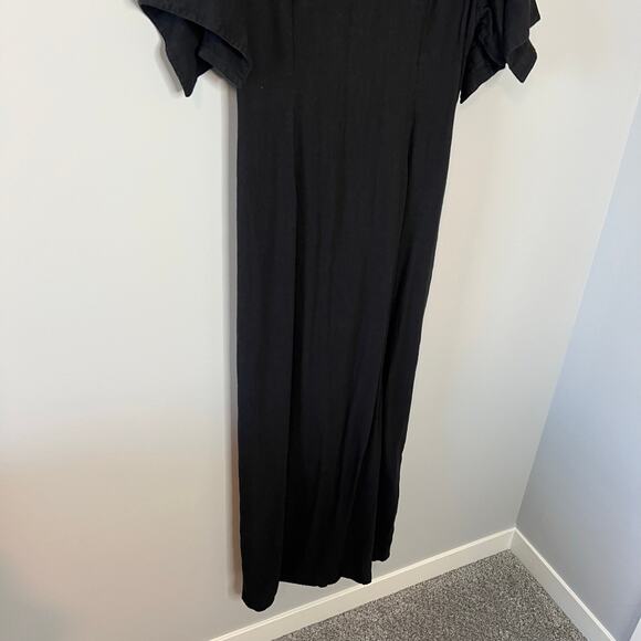 Free People Vintage Summer Midi Black Dress with Buttons Size Large - Picture 12 of 15